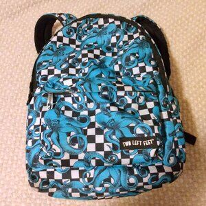 Two Left Feet Graphic Backpack Kraken Octopus Novelty Checked Y2K Graphic Teal
